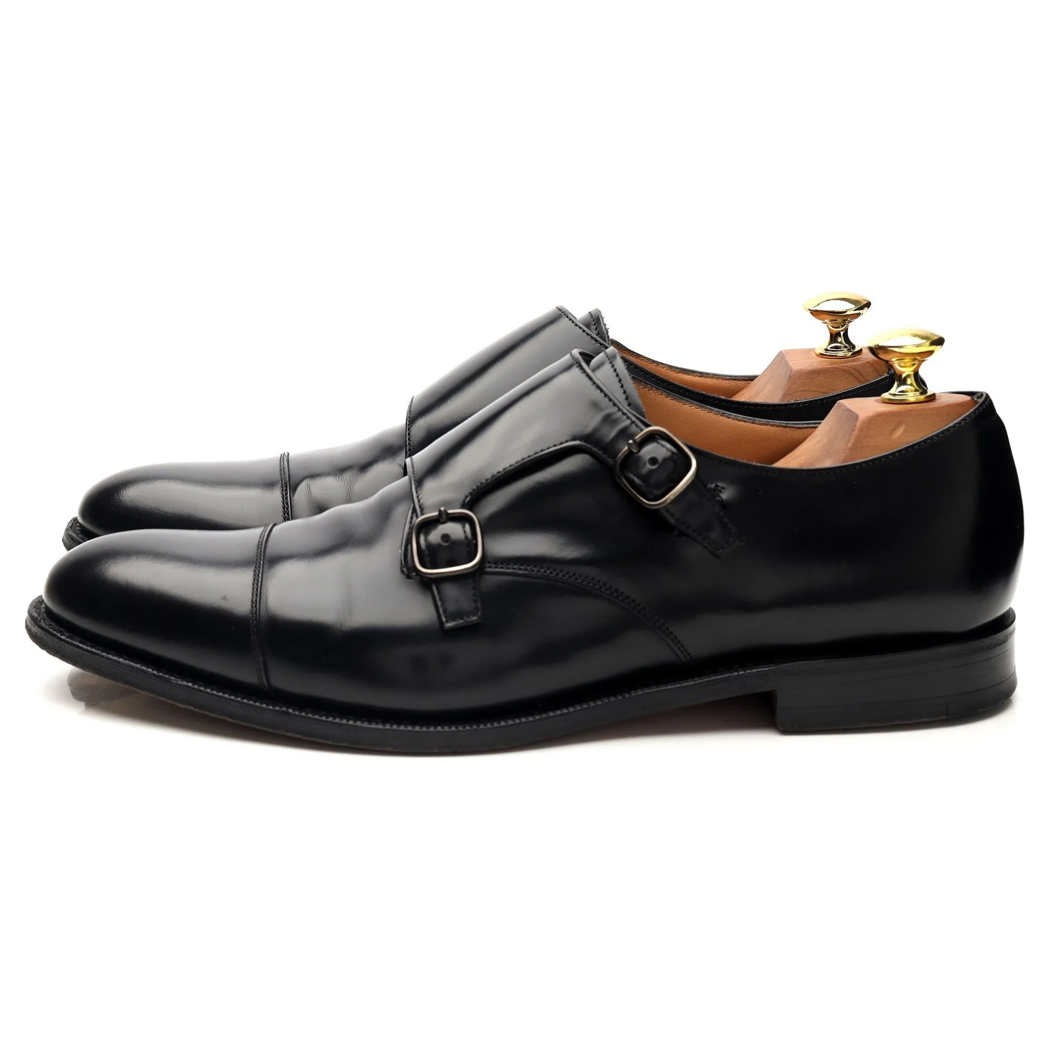 'Detroit' Black Leather Double Monk Strap UK 8.5 F