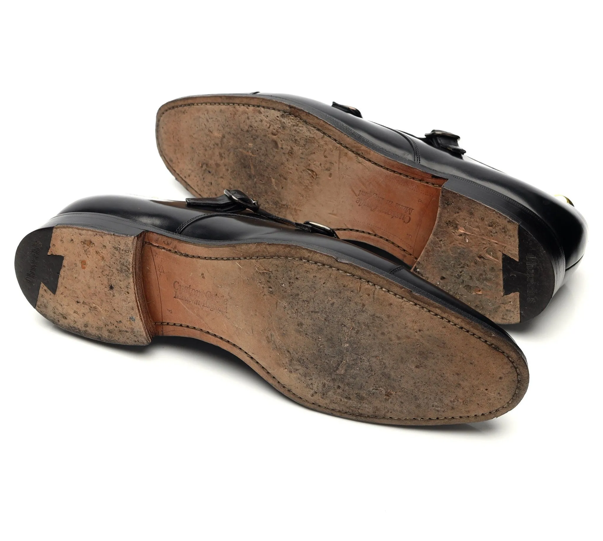 'Detroit' Black Leather Double Monk Strap UK 8.5 F