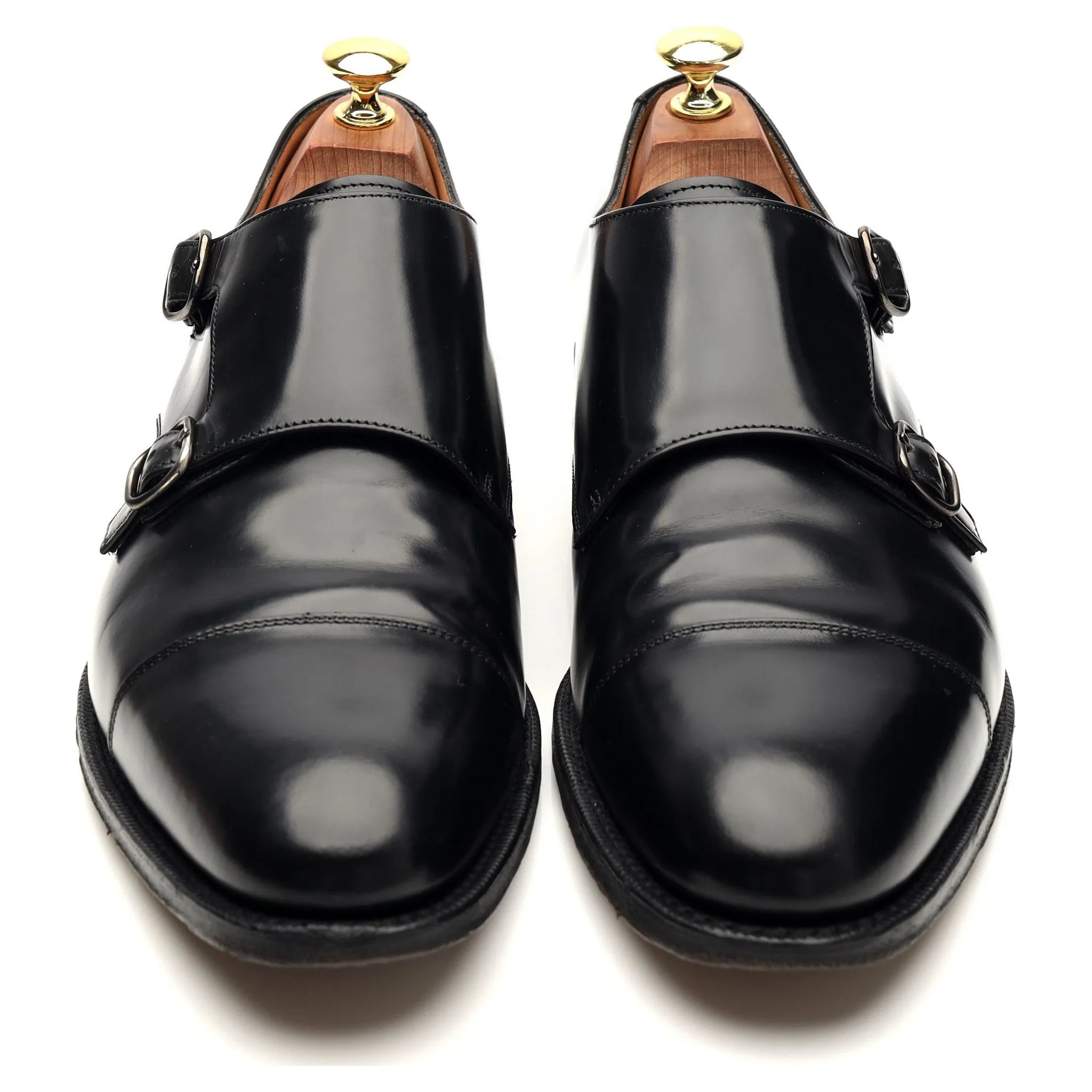 'Detroit' Black Leather Double Monk Strap UK 8.5 F