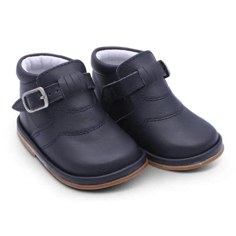 'Dexter' Boys Navy Leather Buckle Boots