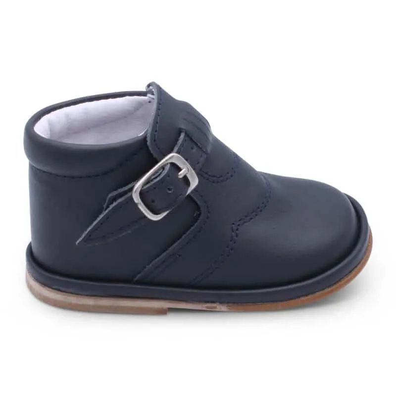 'Dexter' Boys Navy Leather Buckle Boots