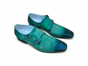 Distress Finished Double Monk Strap Loafer