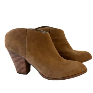 Dolce Vita Helms Brown Suede Stacked Heel Slip On Ankle Boots Women’s Size 10