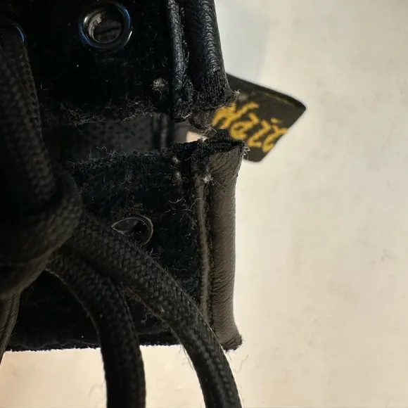 DR. MARTENS Pooch Black Velvet Patent Leather Zip-Up Boots Sz 1 kids
