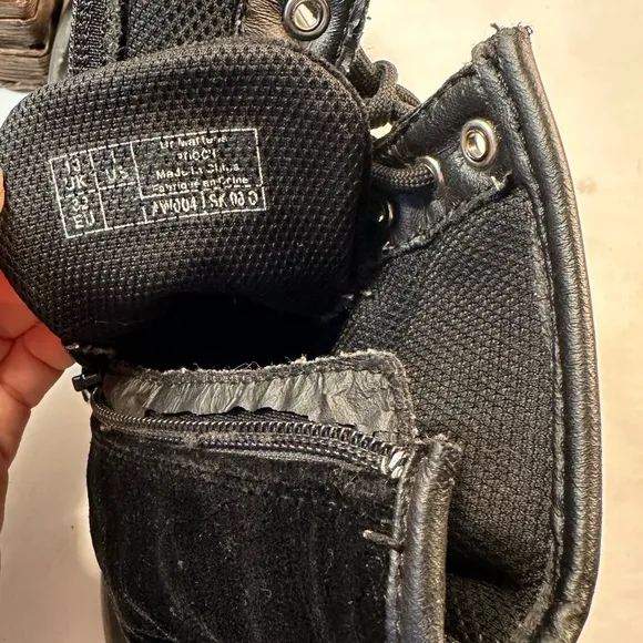 DR. MARTENS Pooch Black Velvet Patent Leather Zip-Up Boots Sz 1 kids