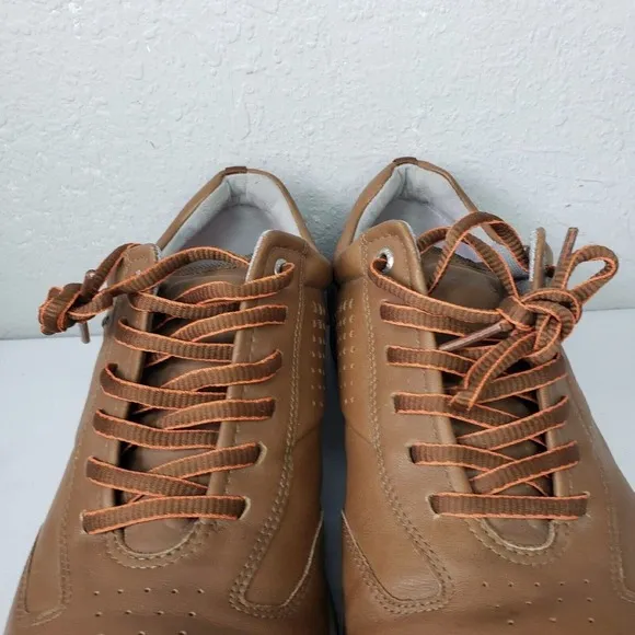 Ecco Golf Men's Brown Leather Golf Spike Less Shoes  Athletic