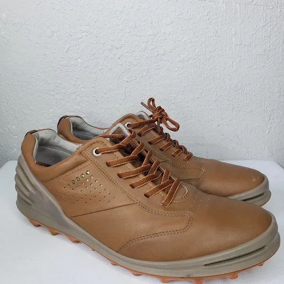 Ecco Golf Men's Brown Leather Golf Spike Less Shoes  Athletic