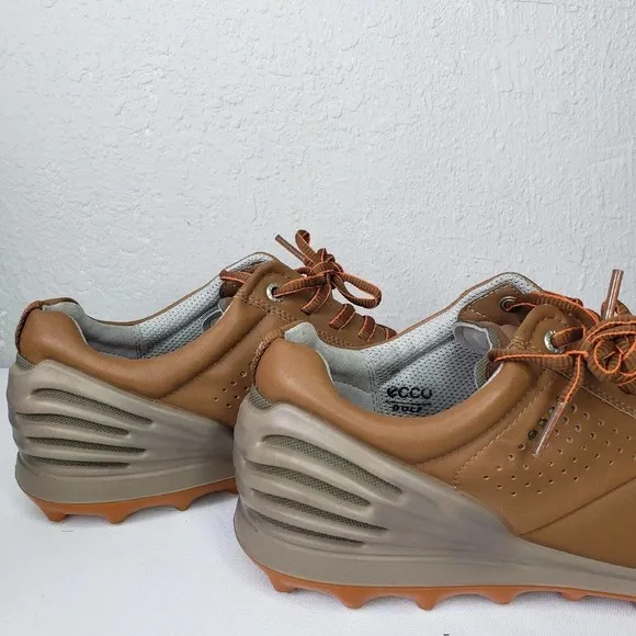Ecco Golf Men's Brown Leather Golf Spike Less Shoes  Athletic