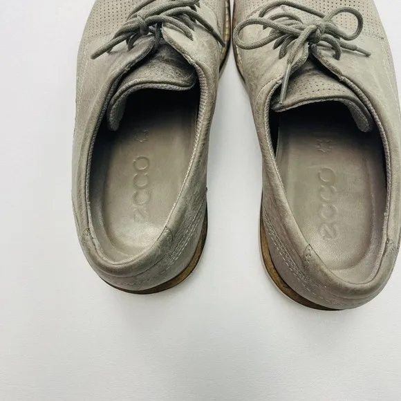 Ecco Mens Biarritz Perforated Suede Lace Up Derby Shoes Size 8 Brownish Gray