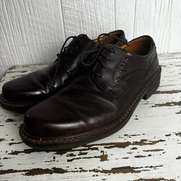 ECCO Men's Oxfords Round Toe Dark Brown Dress Shoes 33154 Career Business Sz 42