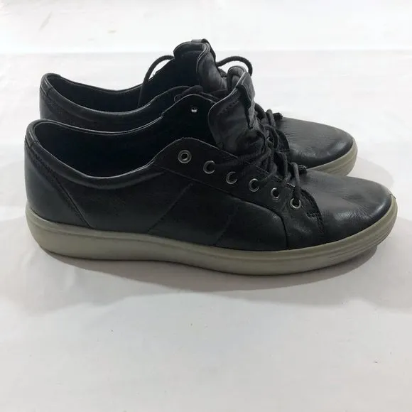 Ecco Men's Soft 7 Premium Black Concrete &amp; White Droid Leather Sneaker Shoes 11