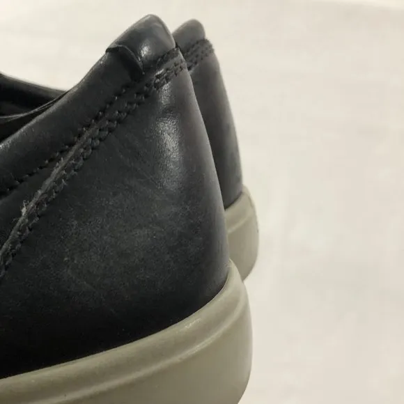 Ecco Men's Soft 7 Premium Black Concrete &amp; White Droid Leather Sneaker Shoes 11