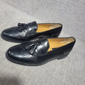 Emanuel Paolo Men's Size 9M US Black Leather Tasseled Loafer Dress Shoes 8016