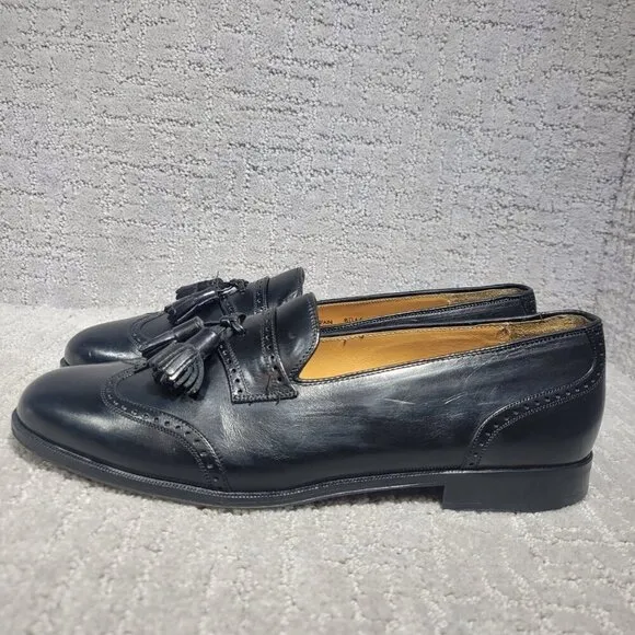 Emanuel Paolo Men's Size 9M US Black Leather Tasseled Loafer Dress Shoes 8016