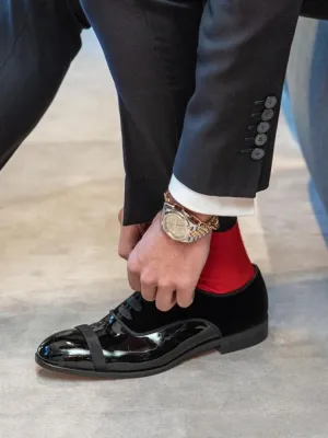 European and American patent leather velvet men's formal leather shoes are suitable for wedding receptions and dances, handmade custom laces, Oxford shoes for men