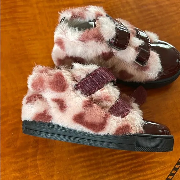Falcotto Kids' Pink and Burgundy Furry Sneakers  leather  faux   Fur 22 us 6