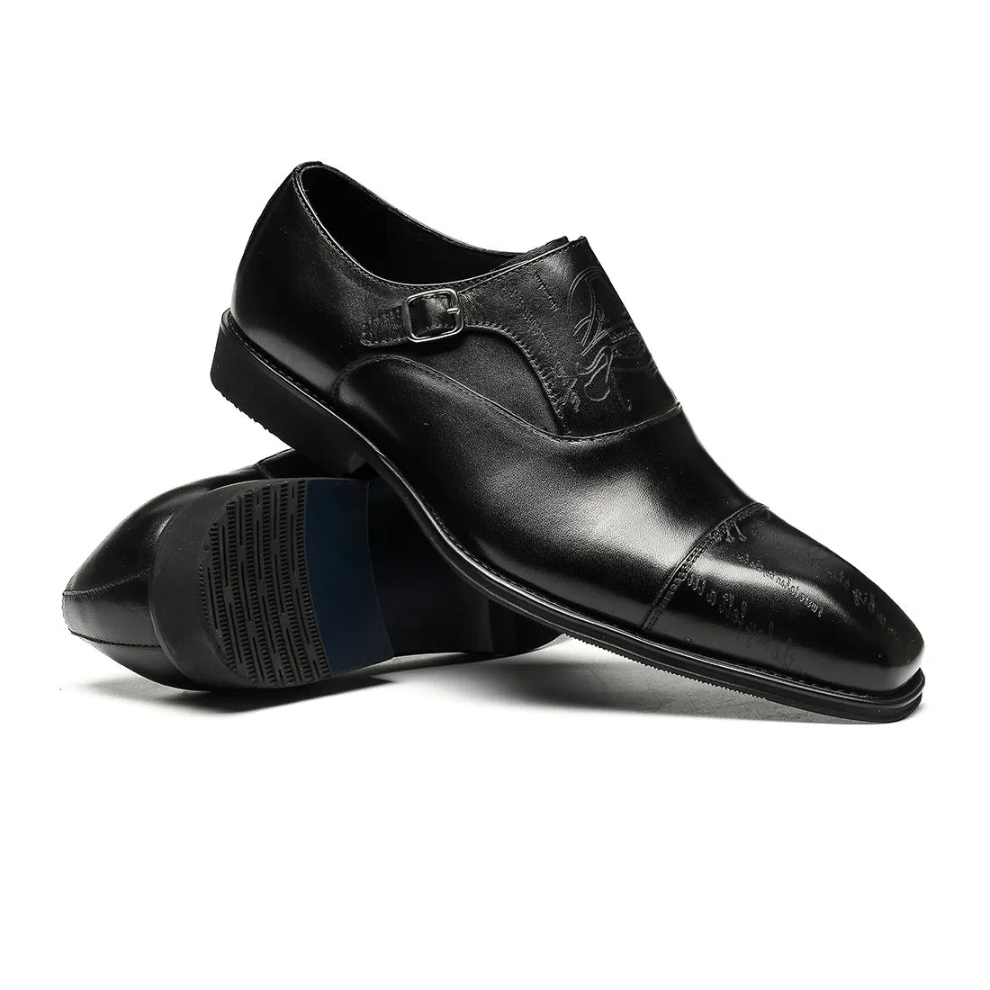 Fashion Business Formal Wear Leather Shoes Men's Genuine Leather England Style Buckle Monk Monk Shoes Carved Cowhide Men's Shoes89812