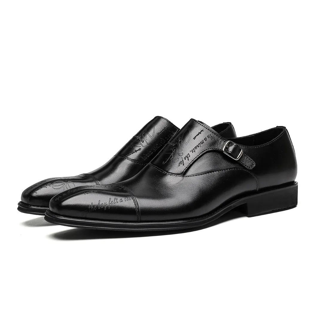 Fashion Business Formal Wear Leather Shoes Men's Genuine Leather England Style Buckle Monk Monk Shoes Carved Cowhide Men's Shoes89812