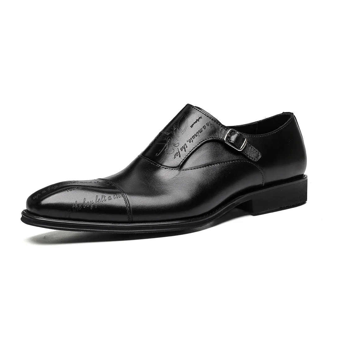 Fashion Business Formal Wear Leather Shoes Men's Genuine Leather England Style Buckle Monk Monk Shoes Carved Cowhide Men's Shoes89812