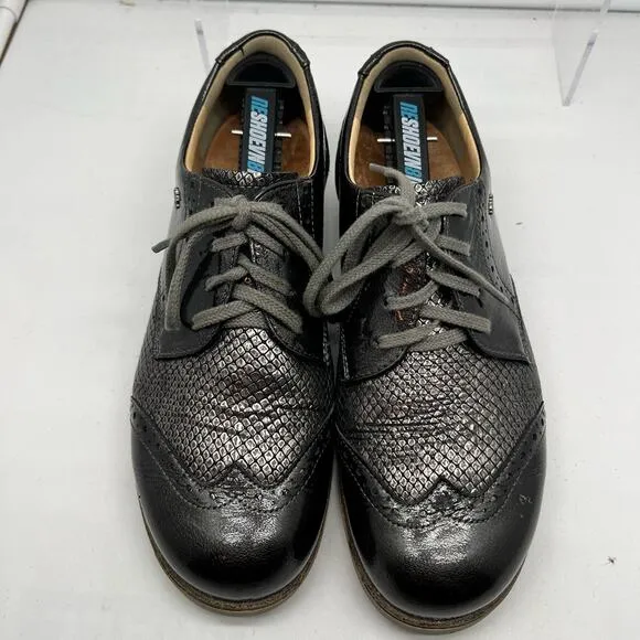 Finn Comfort Shoes Women UK 5.5 US 7.5 Charcoal Gray Patent Leather Snake