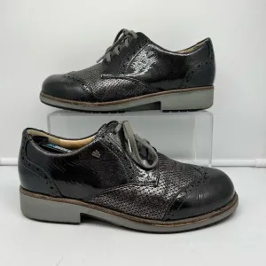 Finn Comfort Shoes Women UK 5.5 US 7.5 Charcoal Gray Patent Leather Snake