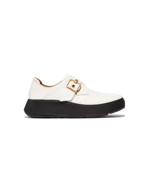 FitFlop F-Mode Leather Flatform Monk Strap Shoe Urban White