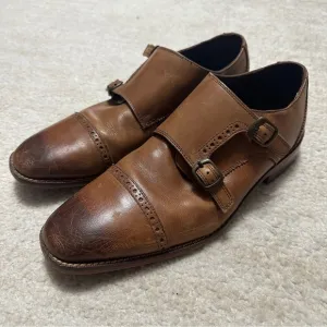 Florsheim Men's 8.5 Marino Double Monk Strap Dress Oxford Leather Chestnut Brown