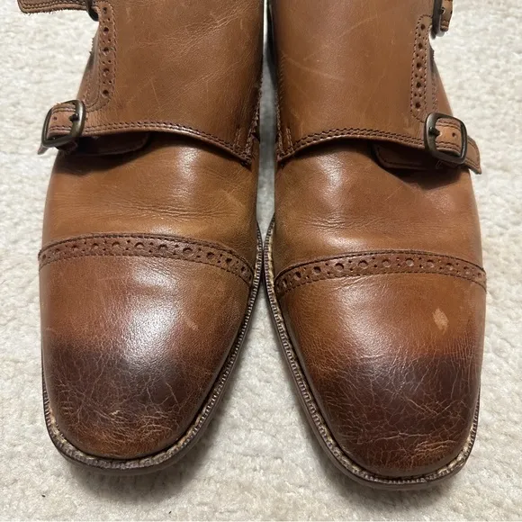 Florsheim Men's 8.5 Marino Double Monk Strap Dress Oxford Leather Chestnut Brown