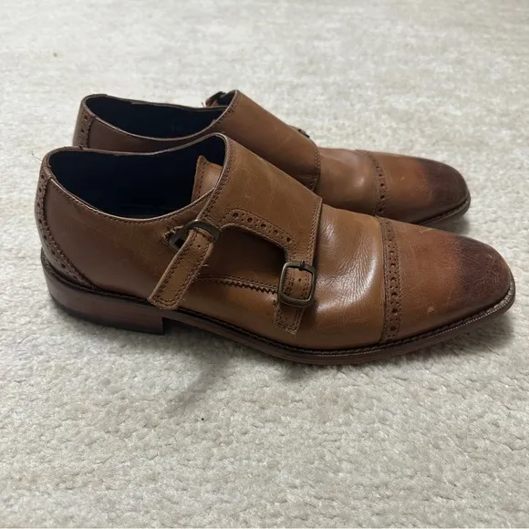 Florsheim Men's 8.5 Marino Double Monk Strap Dress Oxford Leather Chestnut Brown