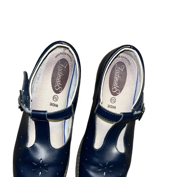 FootMates sherry Girl's navy Genuine Leather Mary Jane Shoes youth 3.5 wide