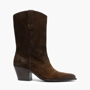 Francesca | Women's Texan boots in arabica-colored oiled suede