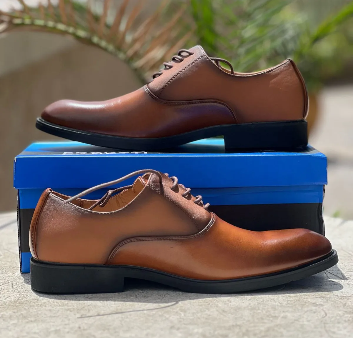 Franco Banetti Classic Leather Lace-Up Derby Dress Shoes - Brown
