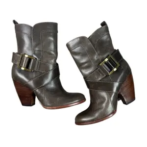 Frye Andrea Boots   Women's Size 6  Mid Above Ankle All Leather w Strap  Gray