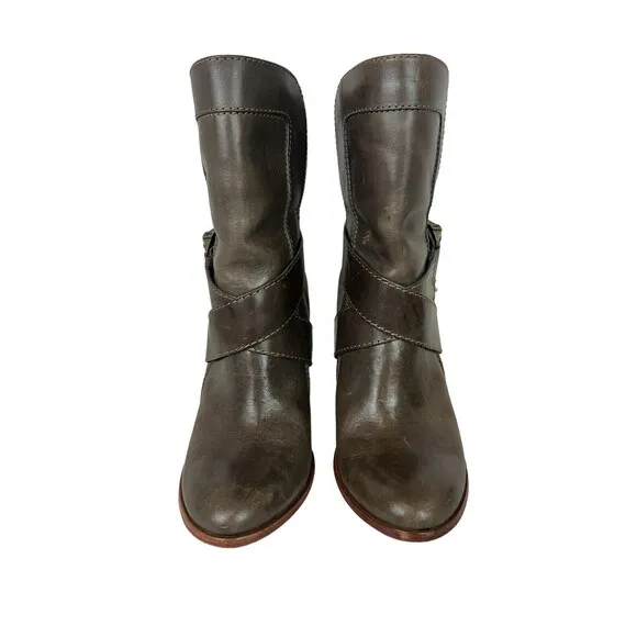Frye Andrea Boots   Women's Size 6  Mid Above Ankle All Leather w Strap  Gray