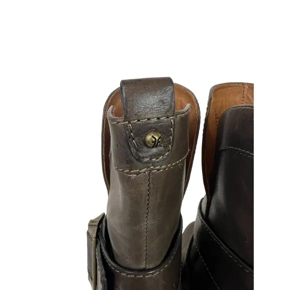 Frye Andrea Boots   Women's Size 6  Mid Above Ankle All Leather w Strap  Gray