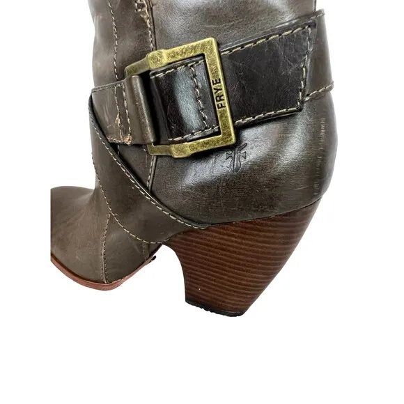 Frye Andrea Boots   Women's Size 6  Mid Above Ankle All Leather w Strap  Gray