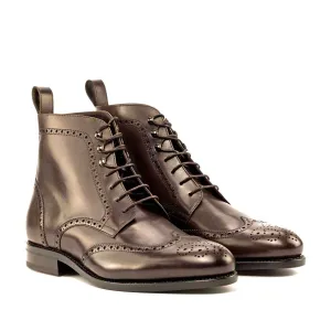 Full Brogue Boot in Dark Brown Box Calf