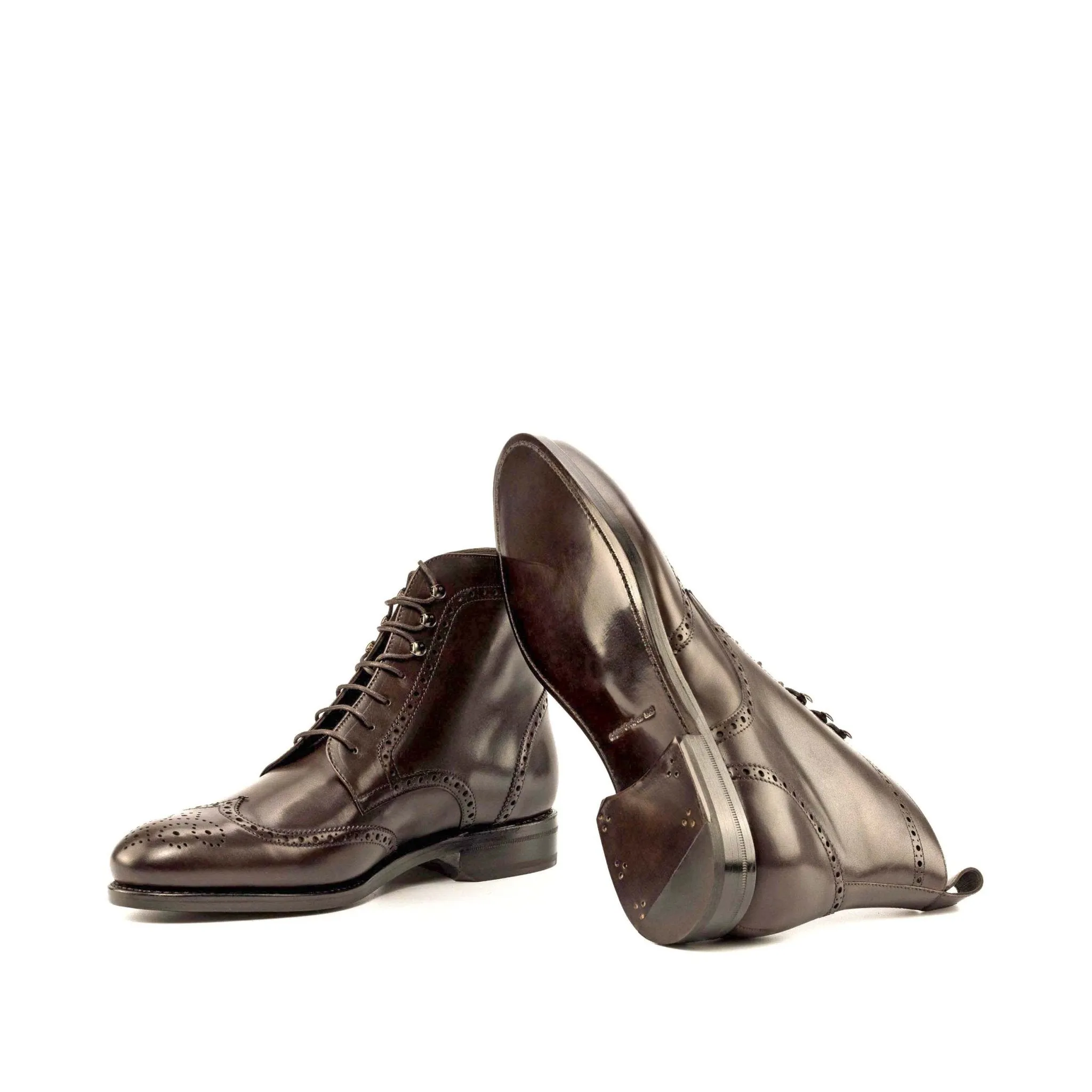Full Brogue Boot in Dark Brown Box Calf