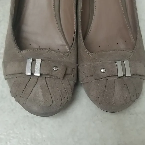 GEOX Respira suede wedge heels round toe gray grey