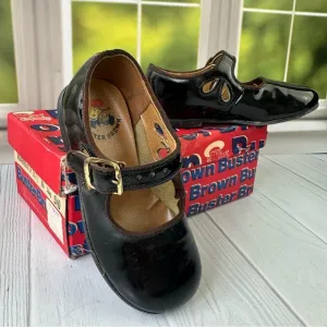 Girl’s Vtg. Buster Browns Patent Leather Black Mary Jane’s Sz 5 1/2