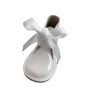 Girls White Patent Boot