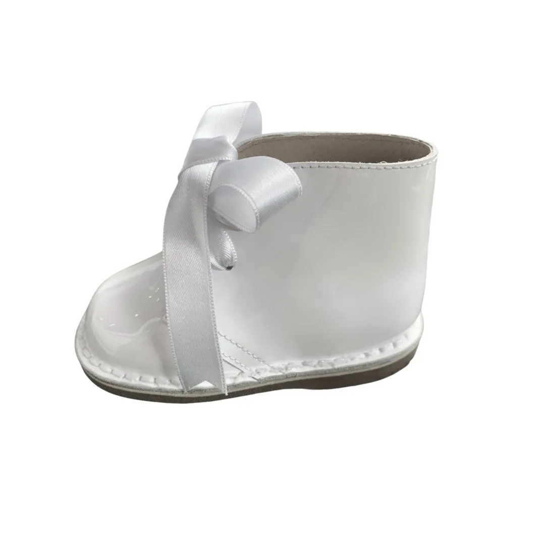 Girls White Patent Boot