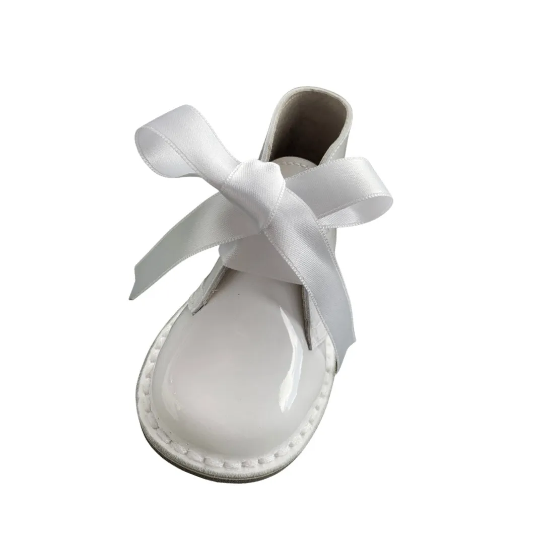Girls White Patent Boot