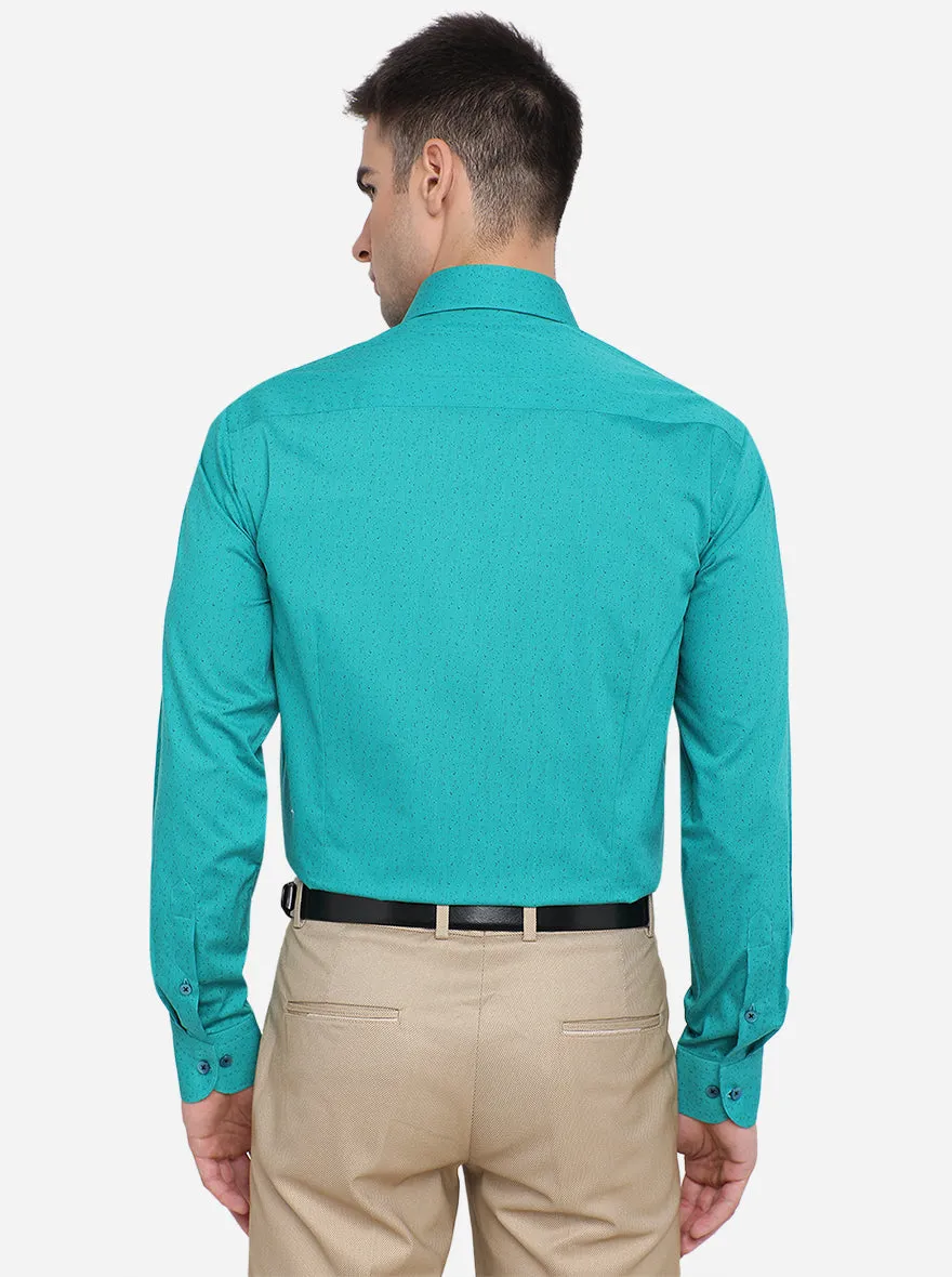 Green Printed Slim Fit Formal Shirt | Metal
