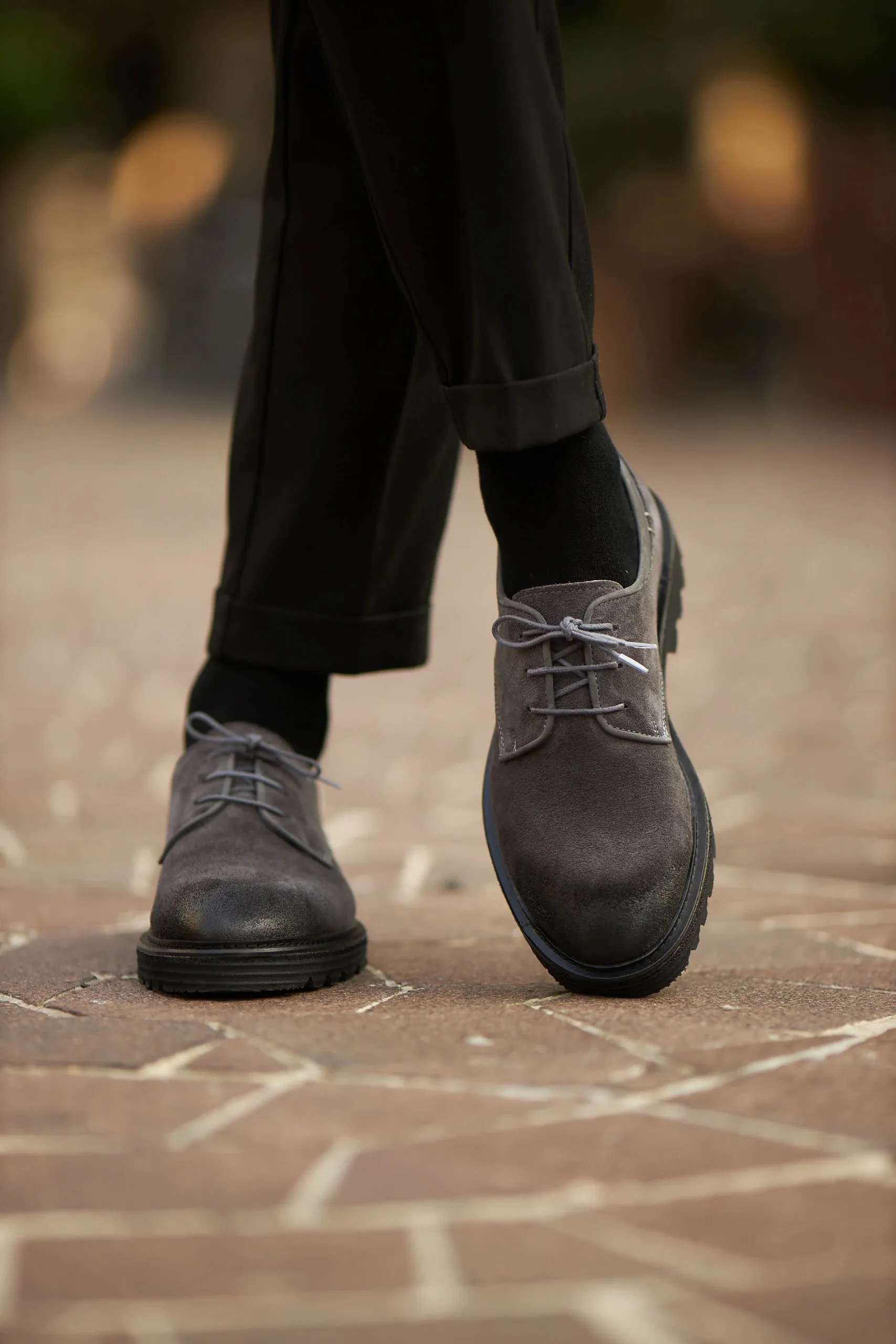 Grey Suede Derby Laces Chunky