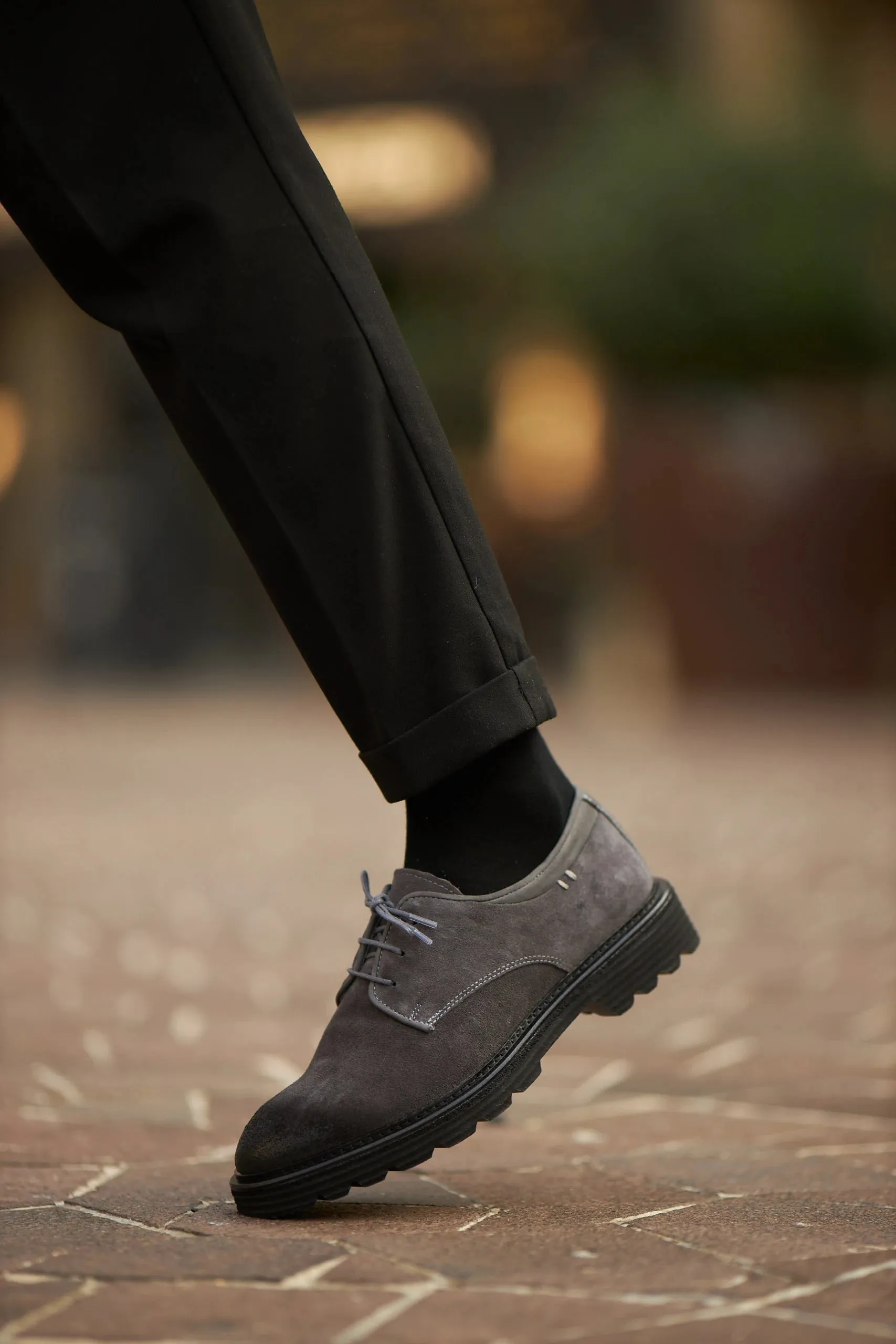 Grey Suede Derby Laces Chunky