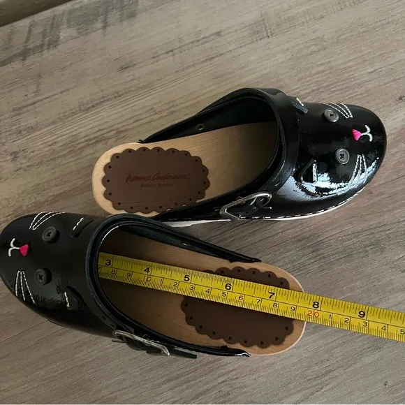 Hanna Andersson Kitty Cat Kawaii Clog Mule Black Slingback Girl Size EU-30 US-12