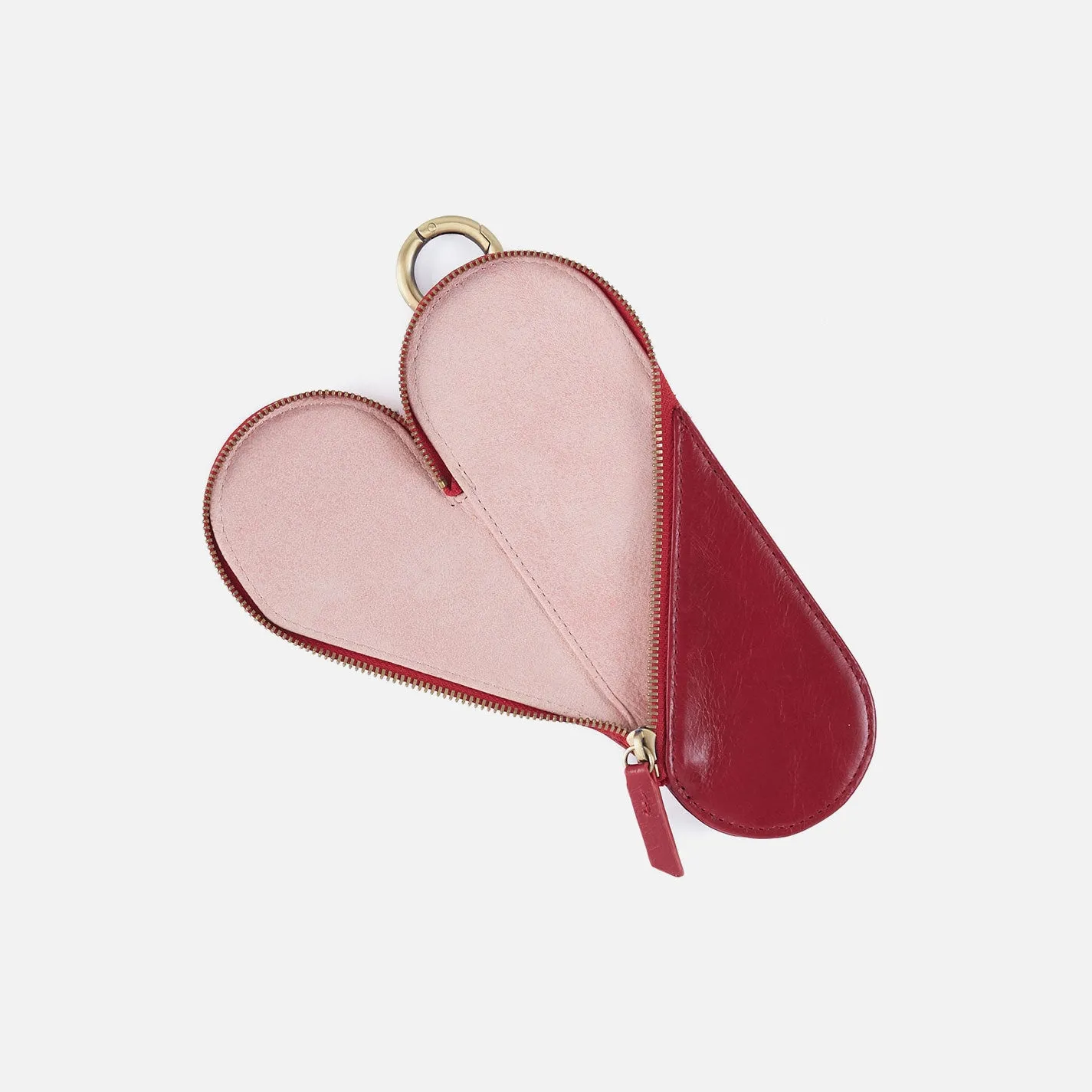 Heart Pencil Case In Polished Leather - Cardinal