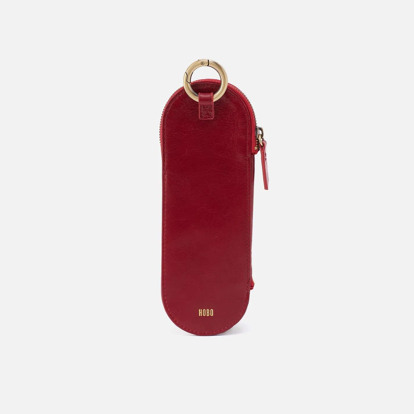 Heart Pencil Case In Polished Leather - Cardinal