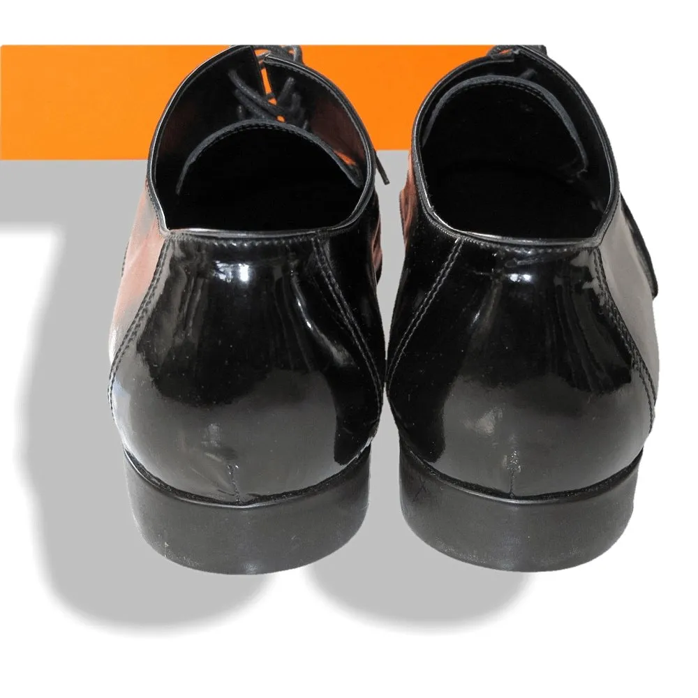 Hermes Black Patent Leather Coktail Party Wedding Men Shoes NIB!